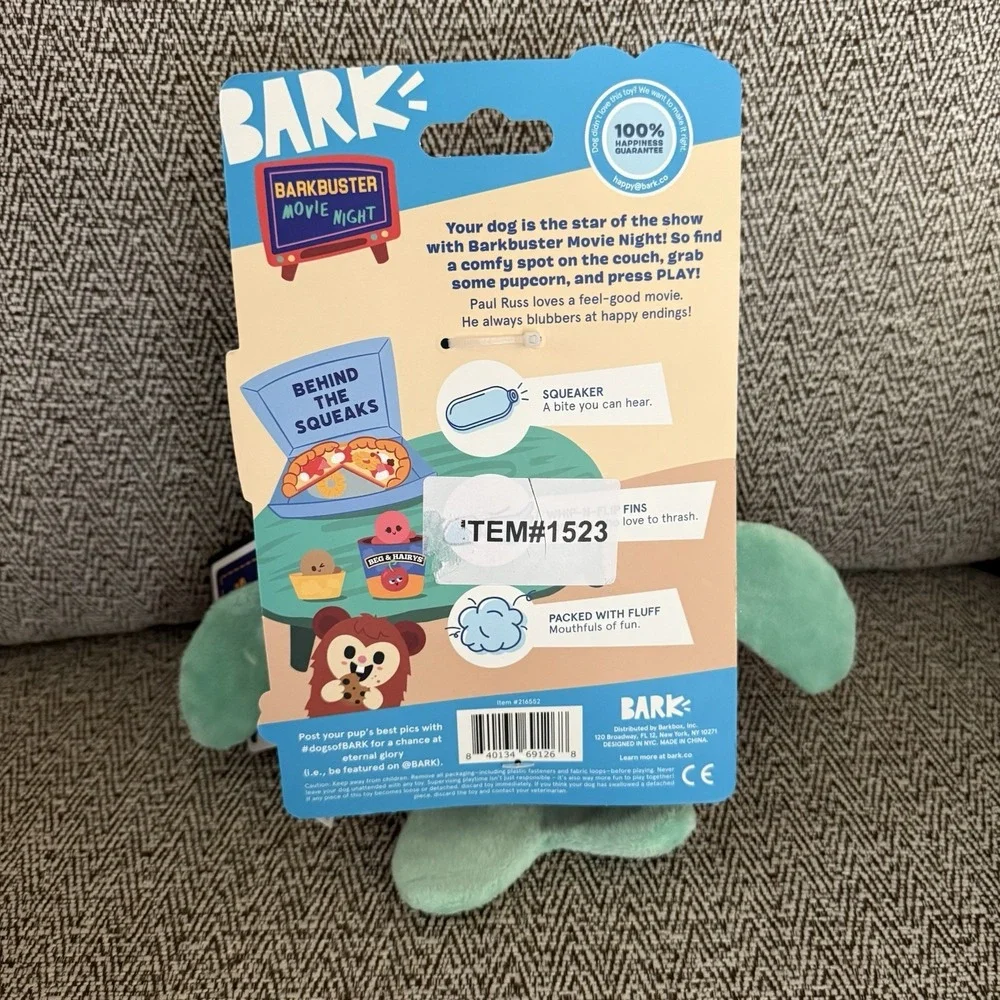 Bark Box Dog Toys Barkbuster Movie Night Paul Russ Walrus Squeaker Large Dogs
